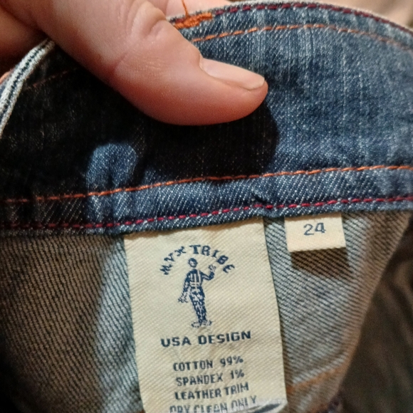 NWT My Tribe Leather and Copper Western Bermuda Jean Shorts. - Picture 12 of 13